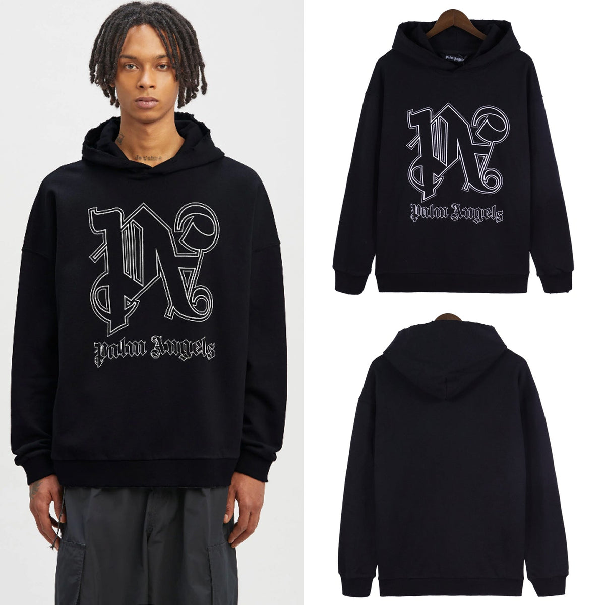 Palm Angels Hoodie – Black Men's Premium Cotton Hoodie