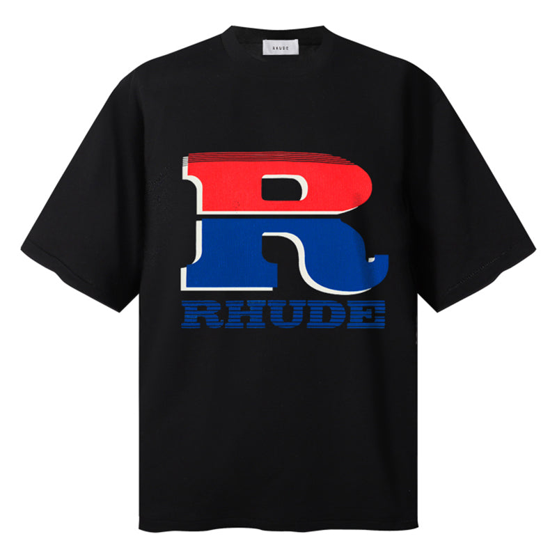 RHUDE Split Petrol Logo Tee – White / Black