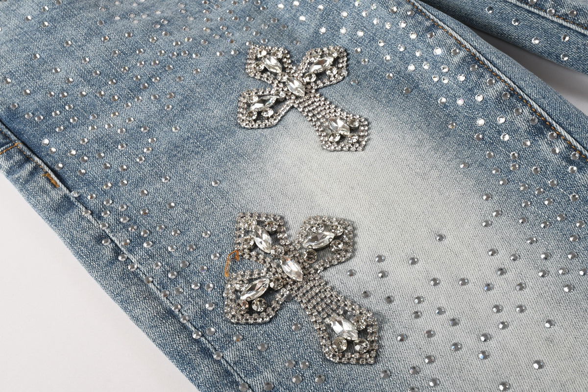 Purple Brand Crystal Diamond Skinny Jeans #9132