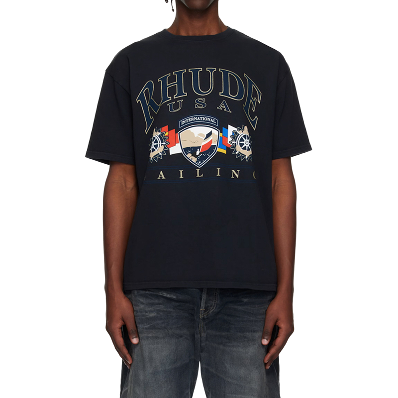 RHUDE International Sailing Tee – Black / Beige
