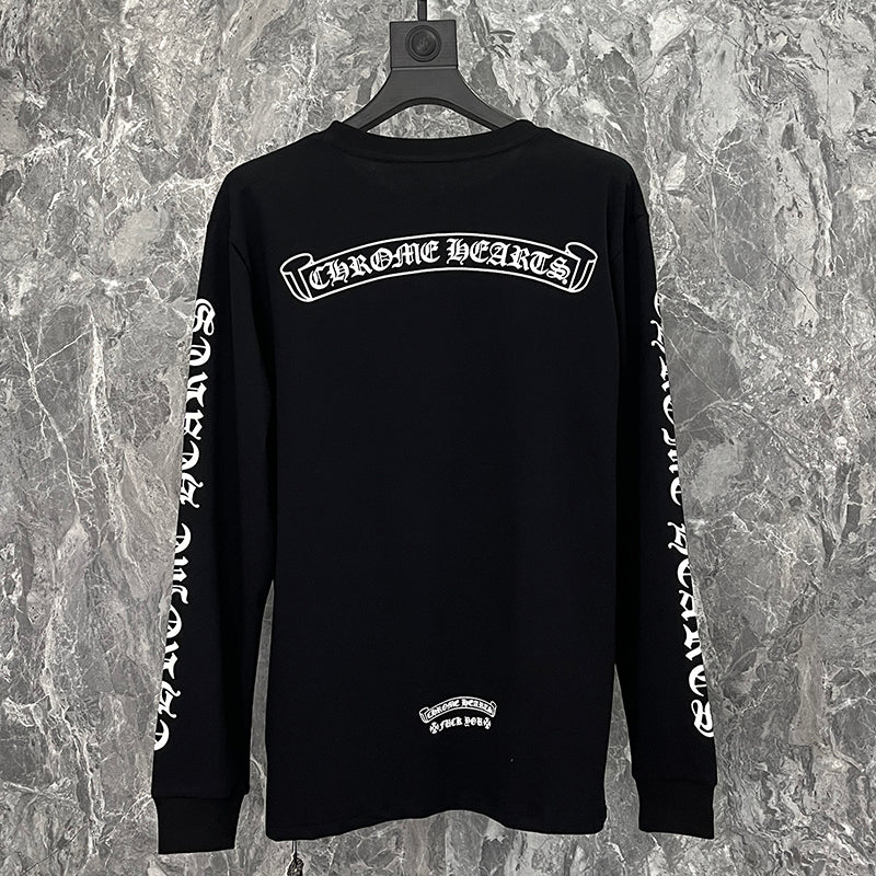 Chrome Hearts Gothic Sleeve Logo Pocket Long Sleeve Tee – White / Black