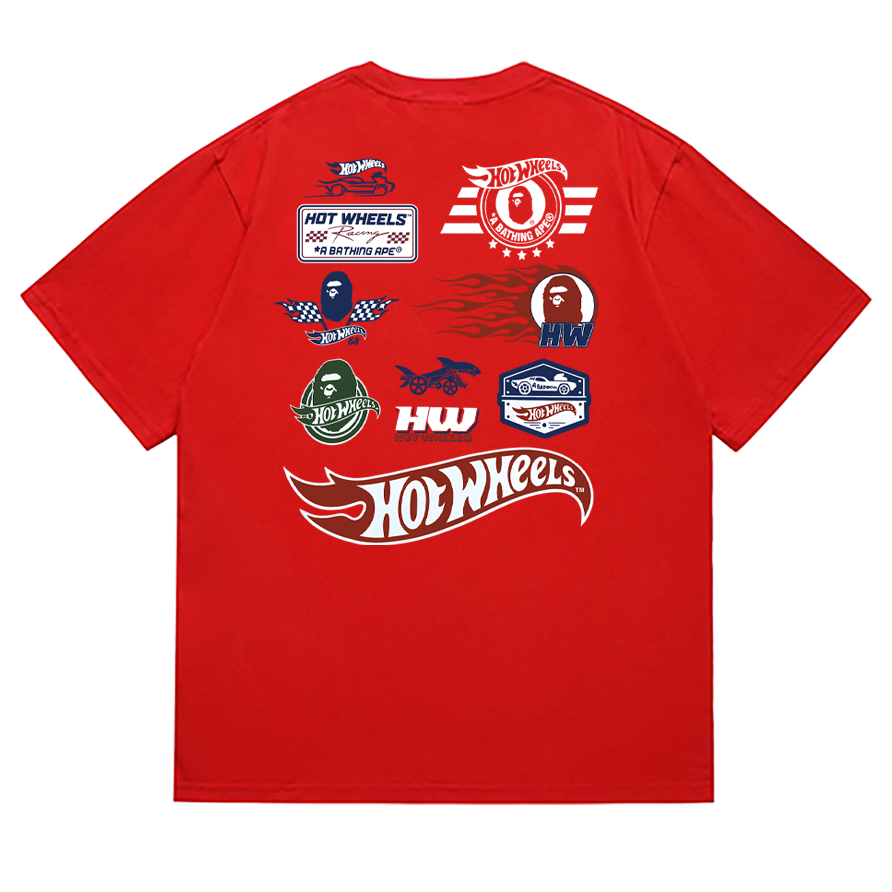 BAPE Ape Head Graphic Tee - Red, Green & Apricot