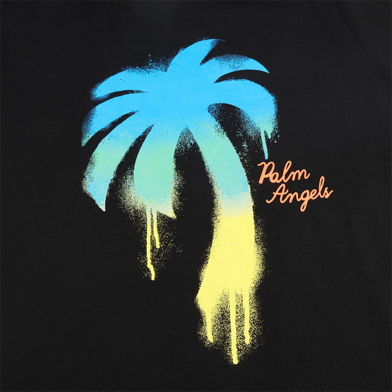 Palm Angels Gradient Spray Paint Palm Tree Script Logo Oversized T-Shirt