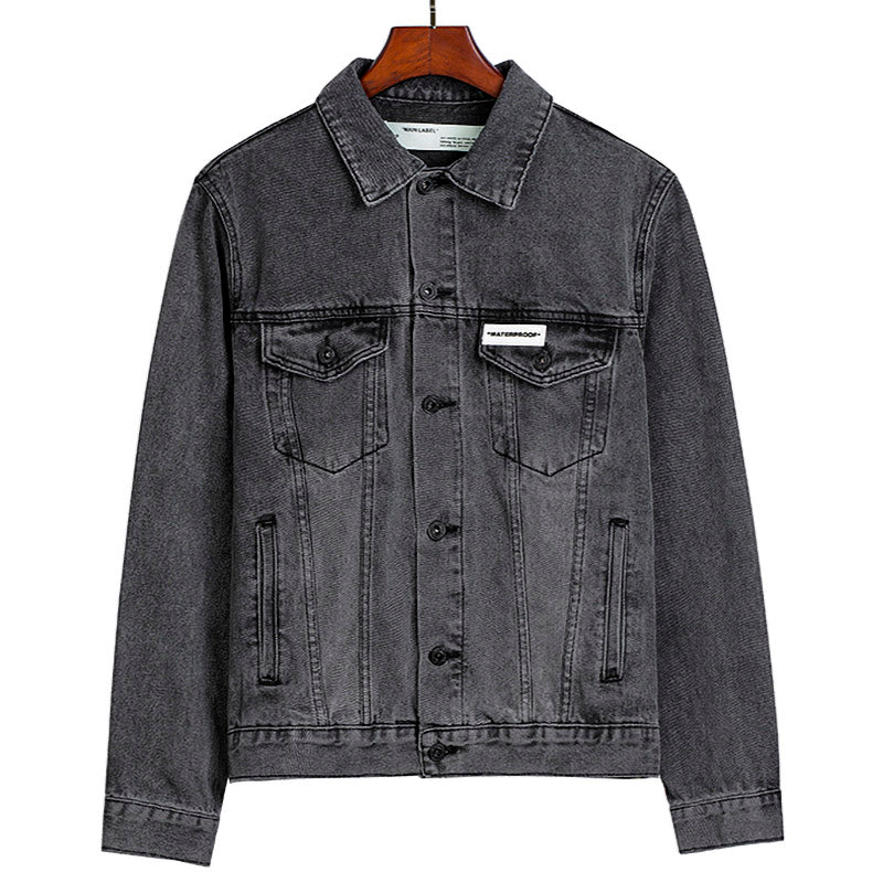 OFF-WHITE Arrow Logo Washed Distressed Denim Jacket