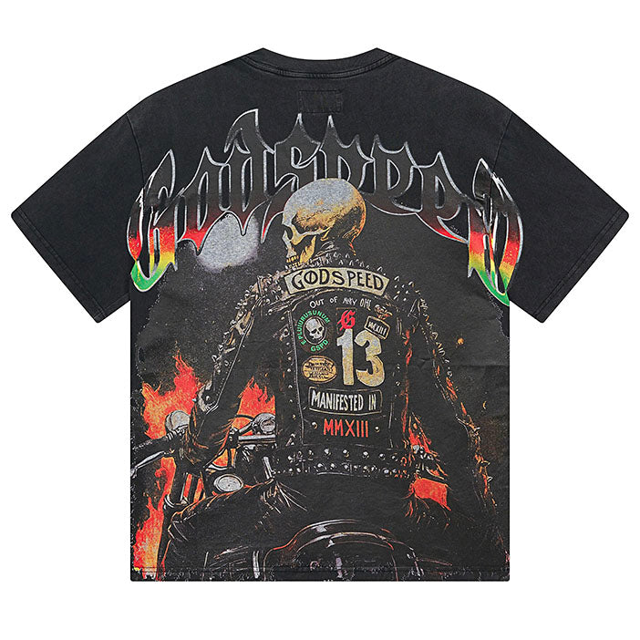 GODSPEED Skeleton Motorcycle Graphic T-Shirt