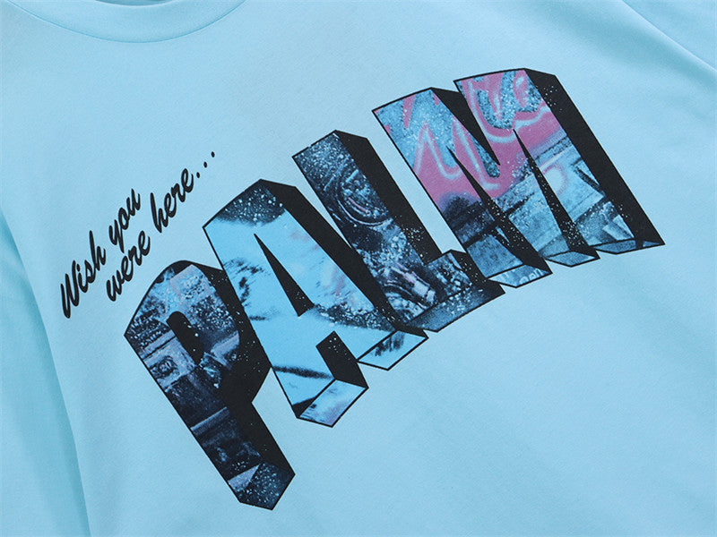 Palm Angels Wish You Were Here Postcard Photo Fill Oversized T-Shirt