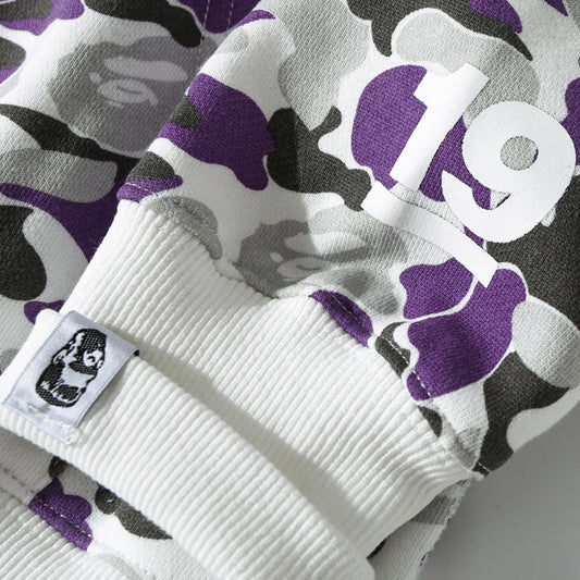 BAPE Purple Camo Shark Double-Zip Hoodie