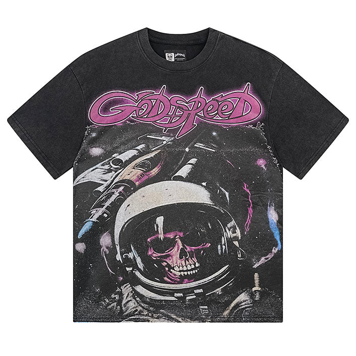 GODSPEED Skeleton Astronaut T-Shirt – 100% Cotton Graphic Tee