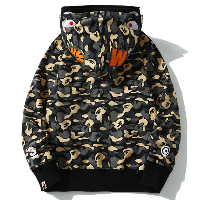 BAPE Camo Shark Double-Zip Hoodie