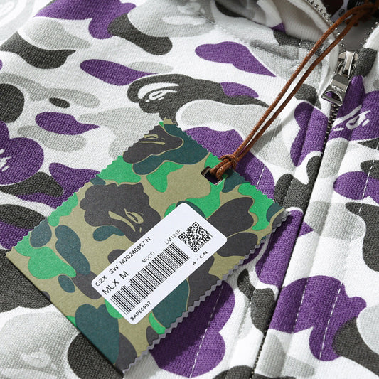 BAPE Purple Camo Shark Double-Zip Hoodie