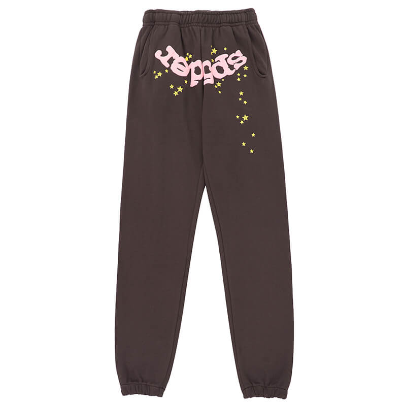 Sp5der Classic Flame Logo Graffiti Pant Brown #146