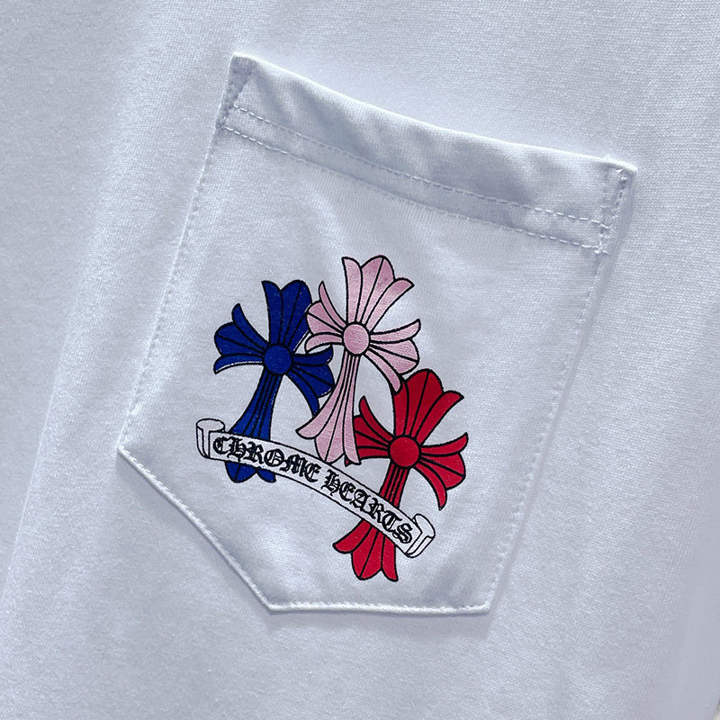 Chrome Hearts Multicolor Fleur Cross Stack Long Sleeve Tee – White / Black