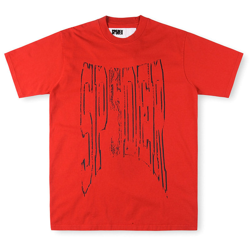 SP5DER Diffused Collegiate Graphic T-Shirt – Red / White