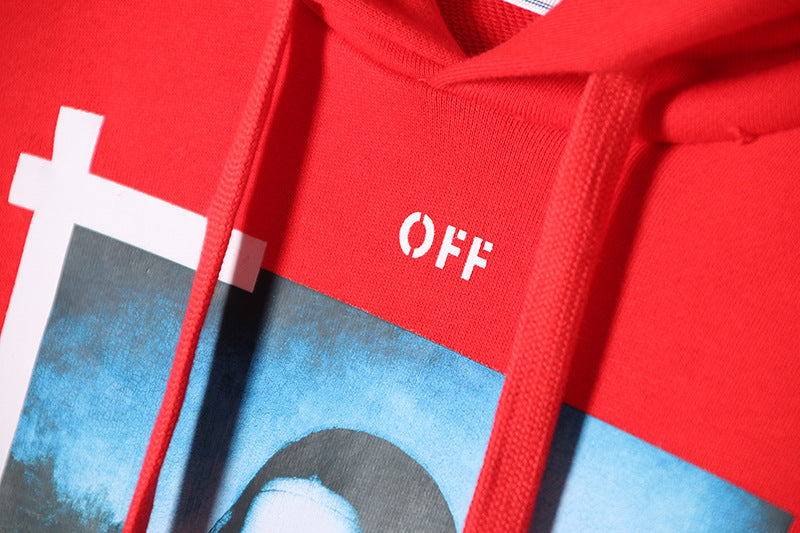 OFF WHITE Mona Lisa Frame Pattern Hoodie – Red, White & Black