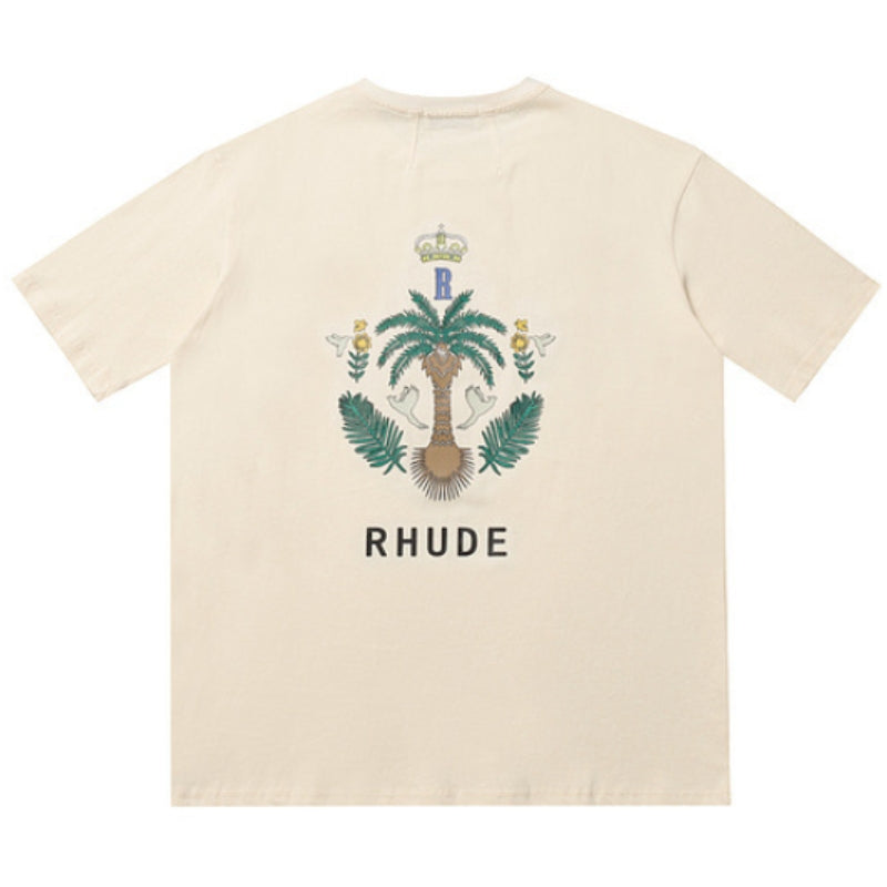 RHUDE Logo-Print T-Shirt – White / Black / Apricot