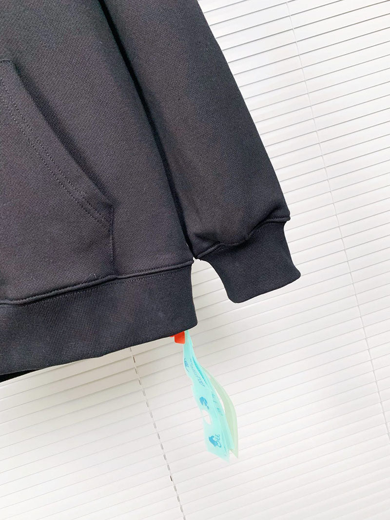 OFF WHITE Star Arrow Embroidered Appliqué Hoodie – Black