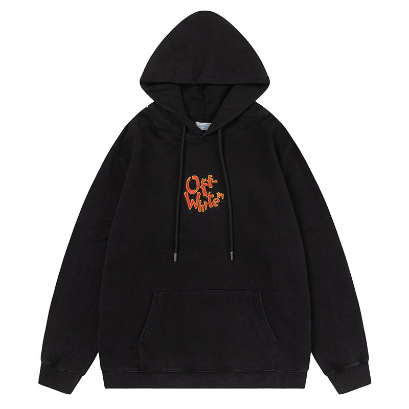 Off-White Logo Drawstring Hoodie — Black