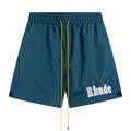 RHUDE Embroidered Tie Elastic Track Shorts – Blue