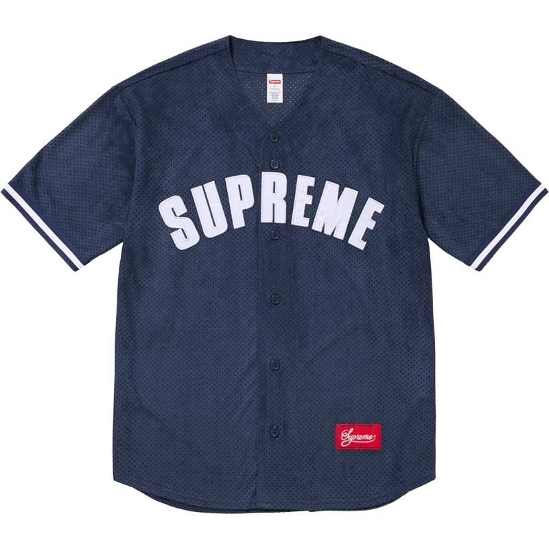 Supreme Ultrasuede Mesh Baseball Jersey — Blue