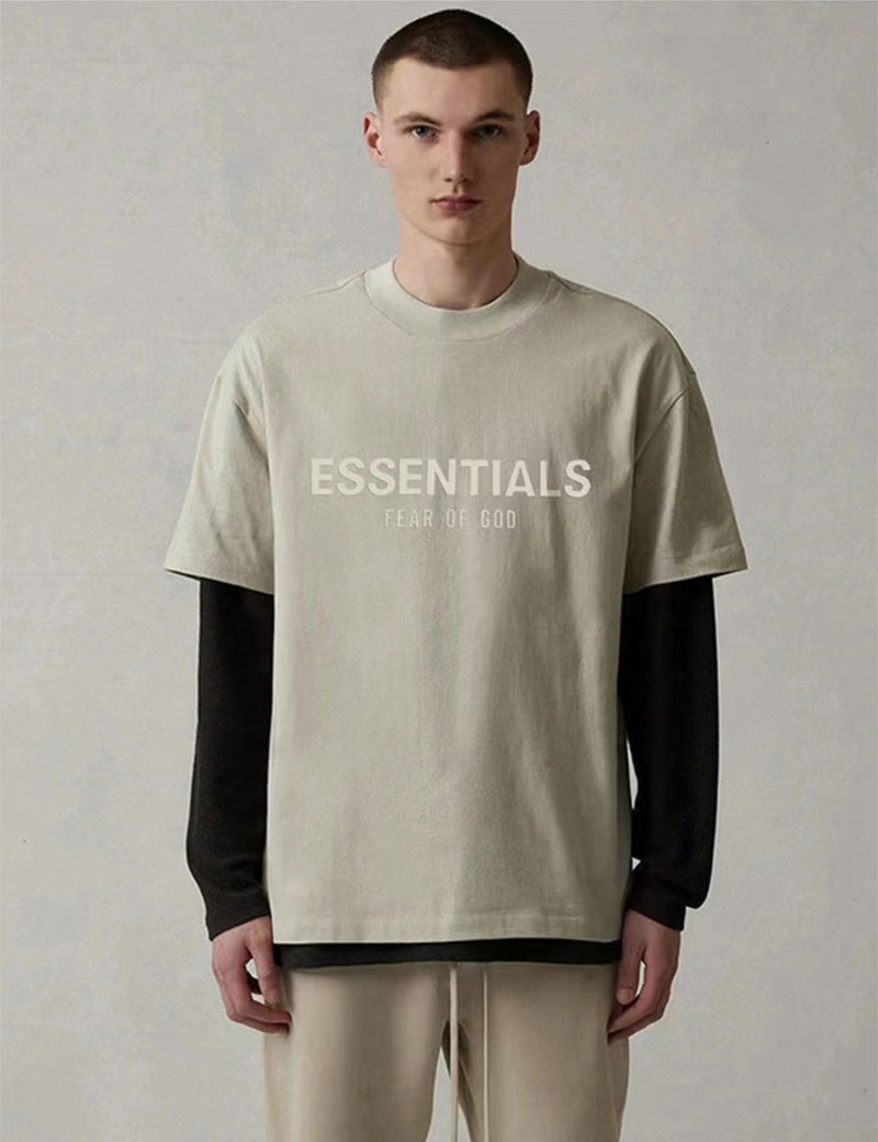 Fear of God Essentials Logo T-Shirt – Black / Grey / Apricot / Matcha / Aquamarine