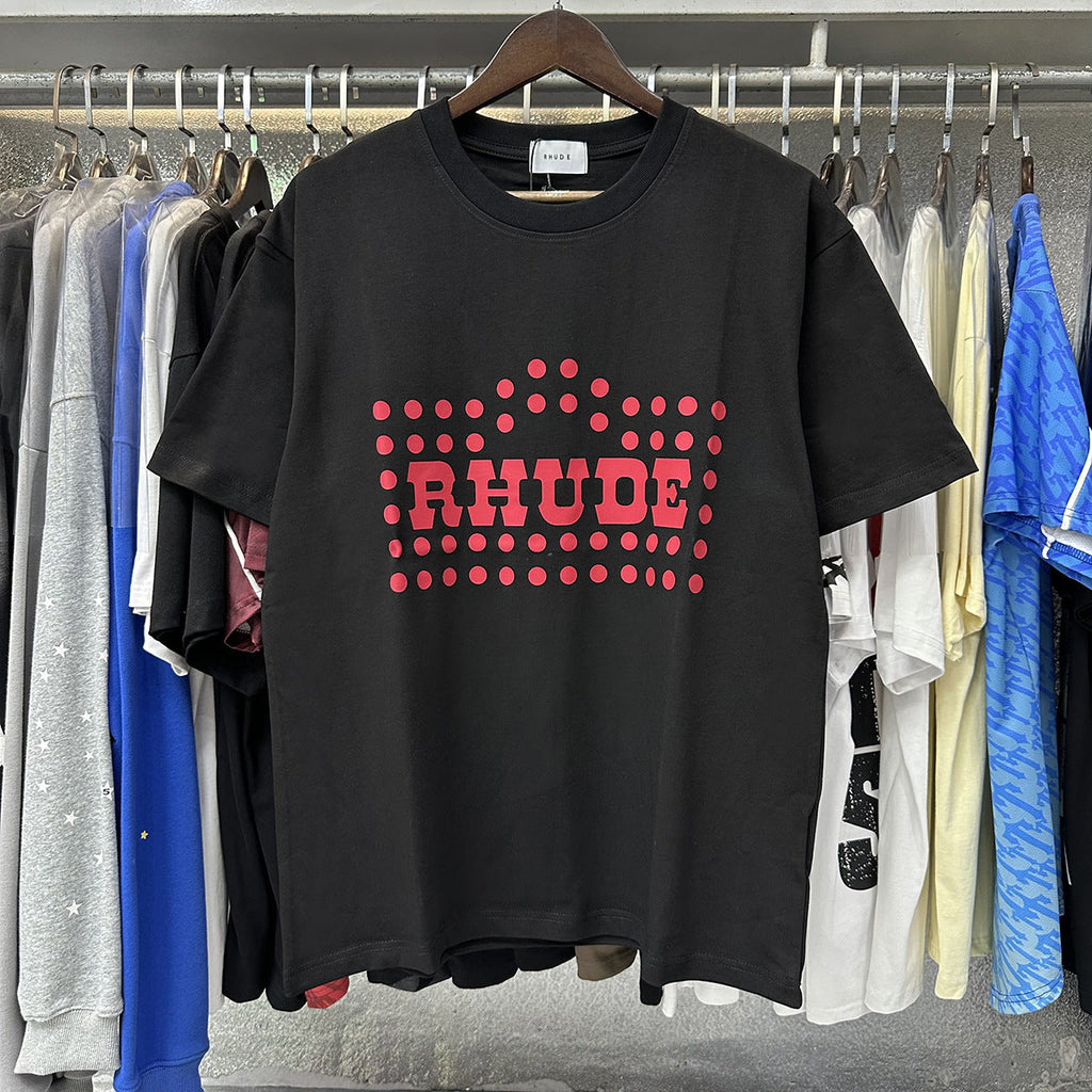 RHUDE Flocked Burnout T-Shirt – White / Apricot / Black