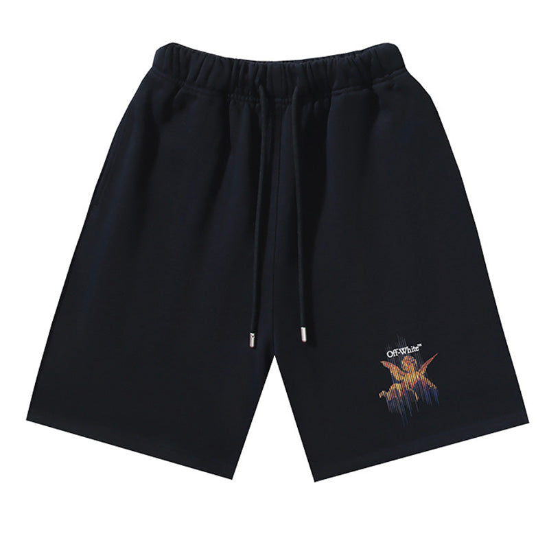 OFF-WHITE "Caravaggio Angel" Renaissance Graphic Cotton Sweatshorts