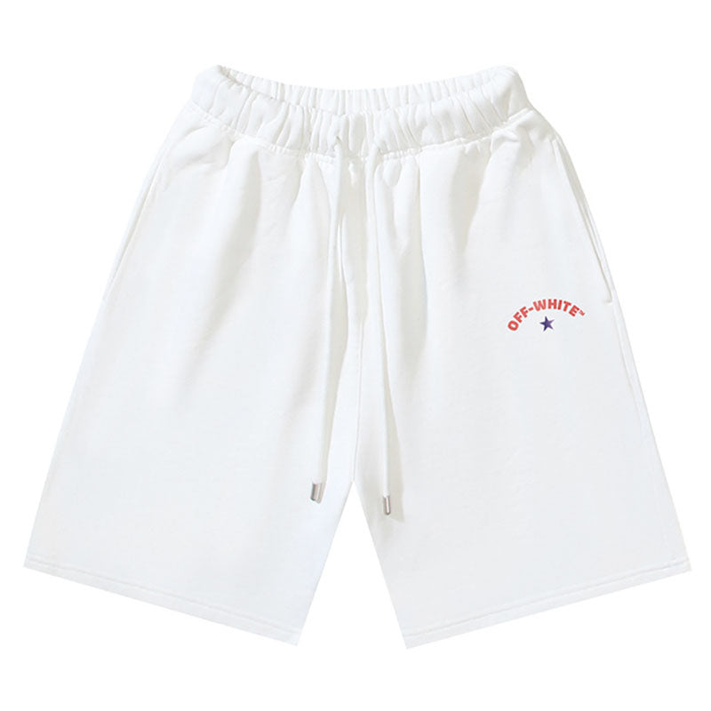 OFF-WHITE "Galaxy Star" Arrow Graphic Cotton Sweatshorts