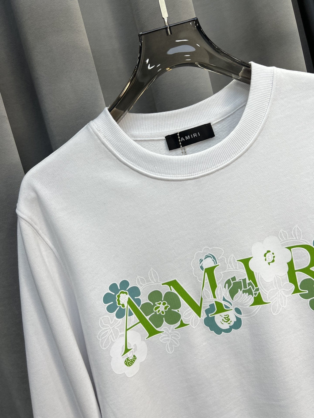 AMIRI Floral & Letter Logo Print Crewneck Sweatshirt