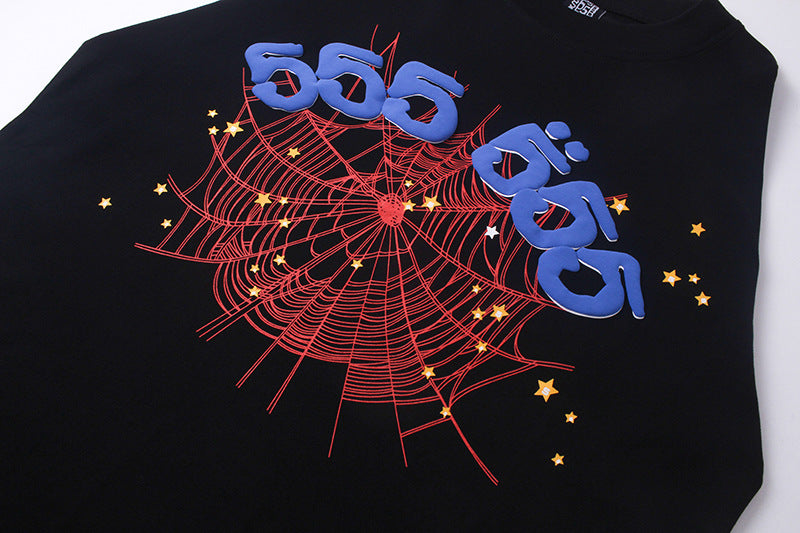 Sp5der 555555 Angel Number T-Shirt – Black Streetwear Graphic Tee