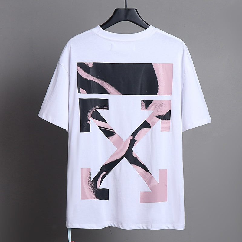 OFF-WHITE Pink Brushstroke Arrow Graphic T-Shirt