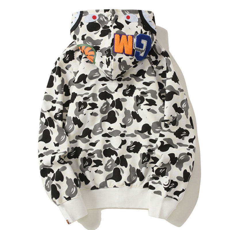 BAPE White Camo Shark Full-Zip Hoodie