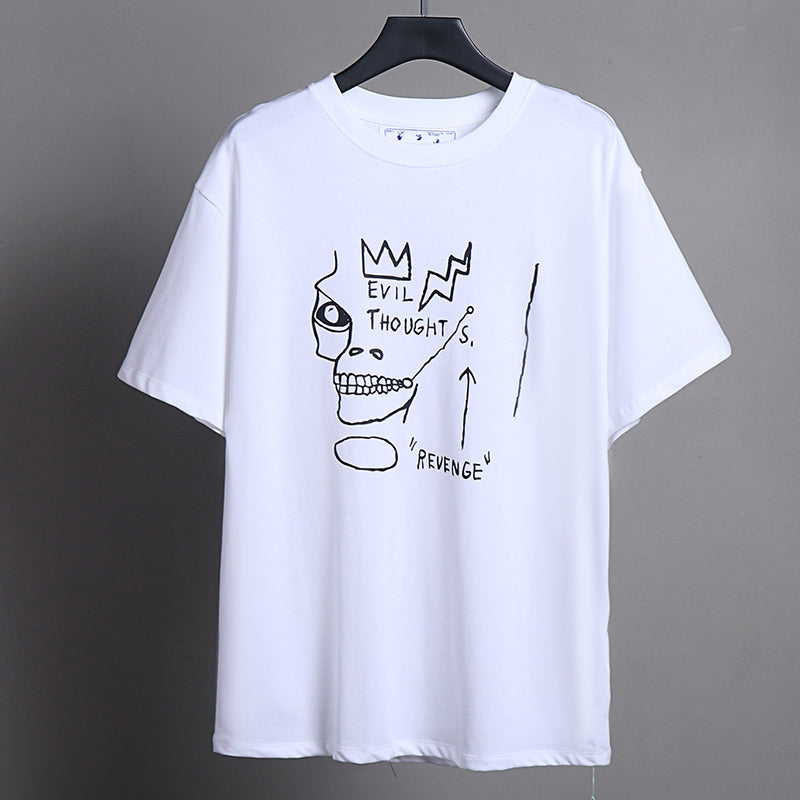 OFF-WHITE 'Evil Thoughts' Basquiat Skull Graphic T-Shirt