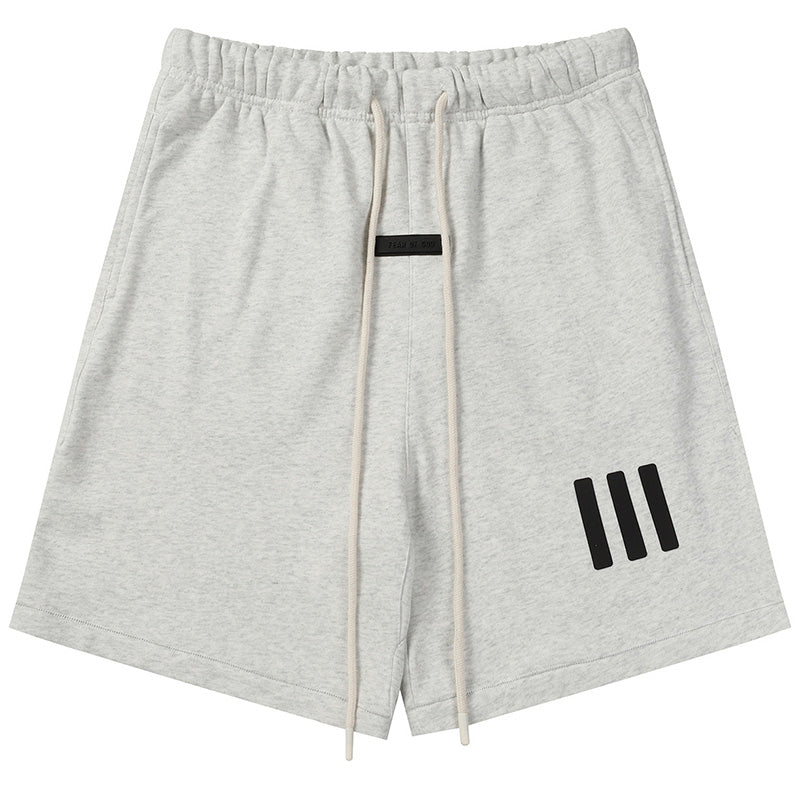 Fear of God x Adidas 3D Rubber Three-Bar Shorts – Grey / Black / White