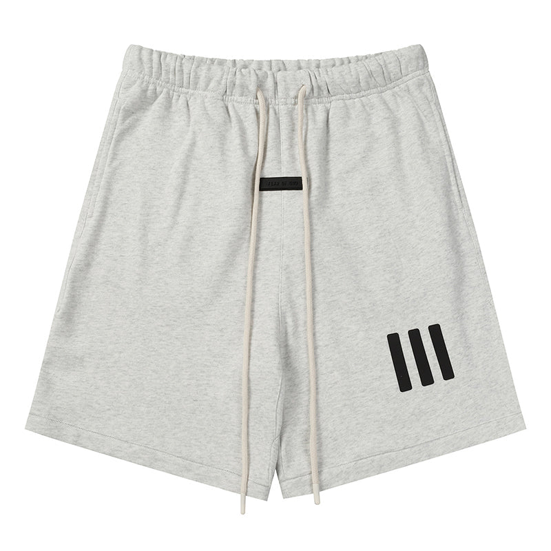 Fear of God Logo Printed Shorts – White / Black / Grey