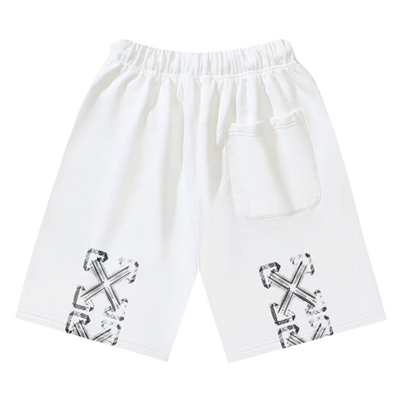 OFF-WHITE "Chain Link Arrow" Metal Texture Cotton Sweatshorts