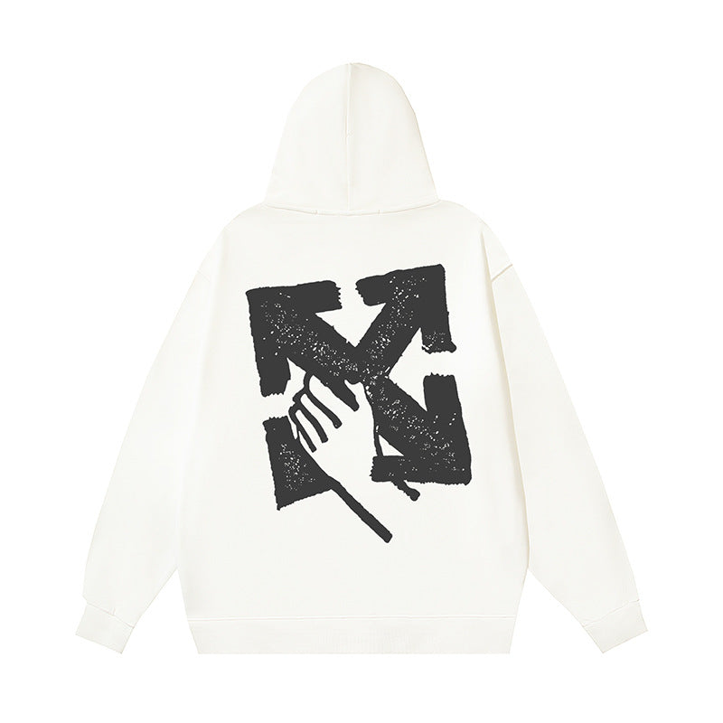 OFF WHITE Hand Arrow Boxy Hoodie – White & Black