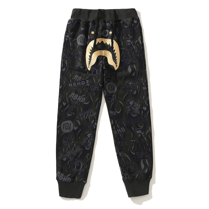 BAPE Black Gold Shark Camo Casual Pants