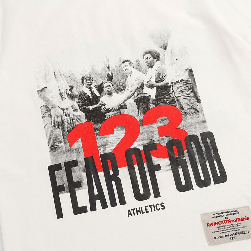 Fear of God x RRR123 Portrait Lettering Slogan Print T-Shirt – Beige