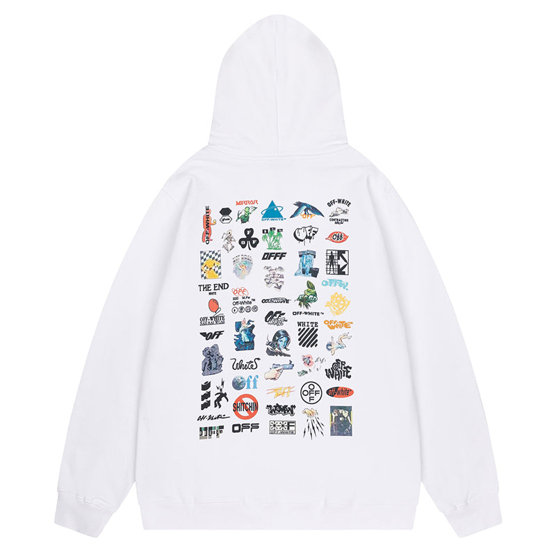 Off-White Sticker Pack All-Over Print Hoodie – Archive Graphic