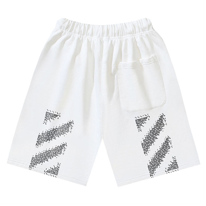 OFF-WHITE "Pixel Arrow" Digital Dot Cotton Sweatshorts