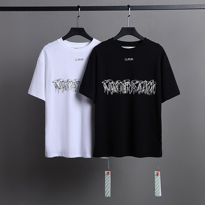 Off-White Cartoon Color Spelling Arrow Pattern T-Shirt
