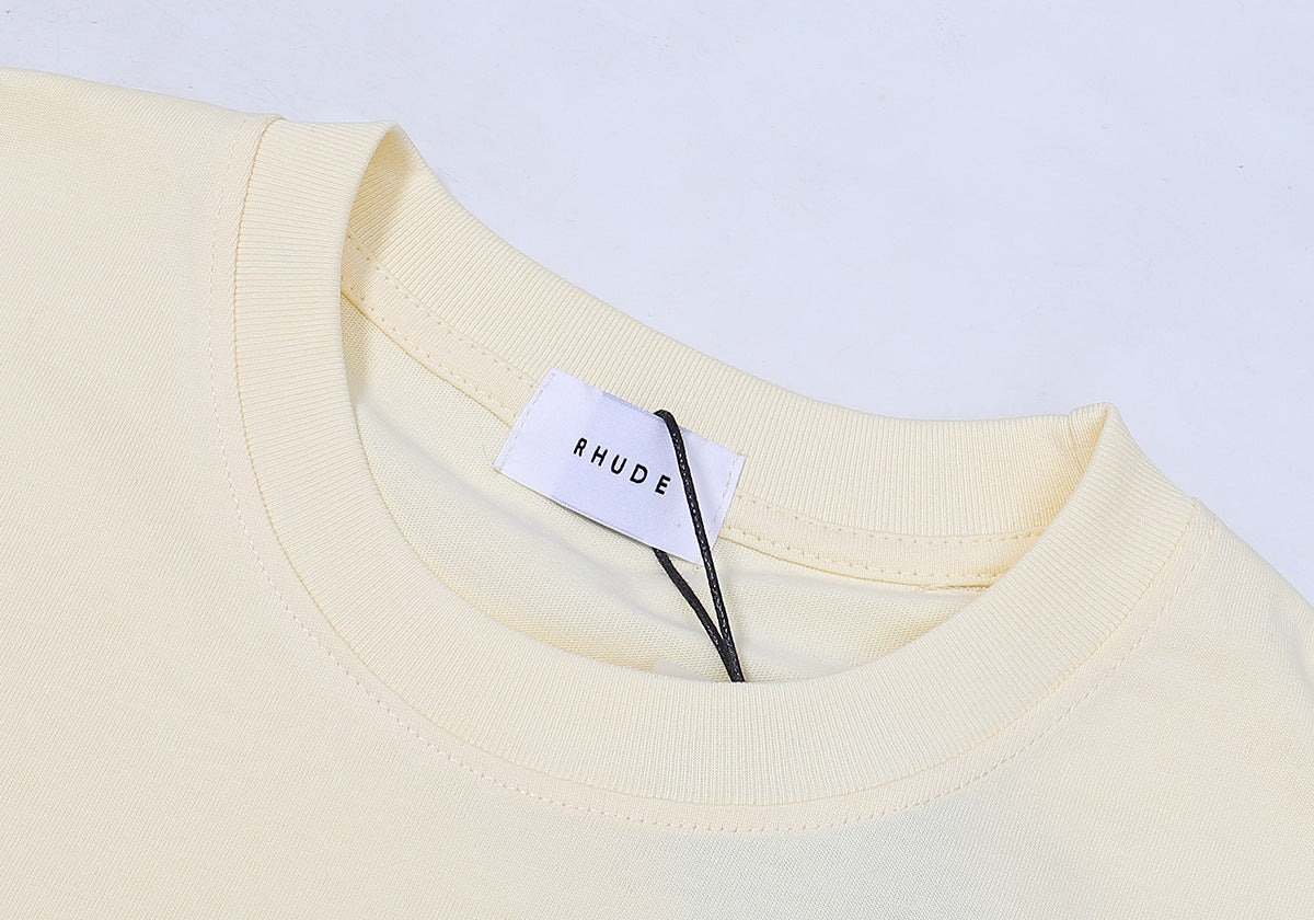 RHUDE Logo-Print Cotton T-Shirt – White / Apricot / Black