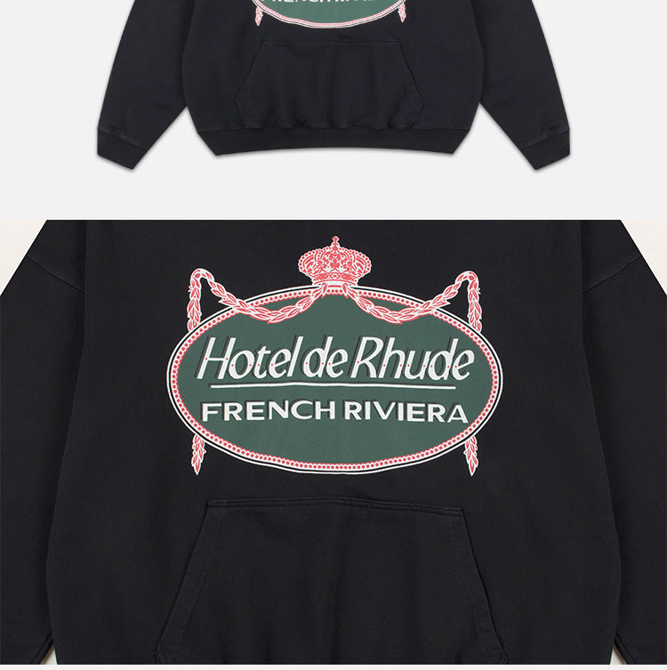 RHUDE Hotel de Rhude French Riviera Graphic Hoodie – Black
