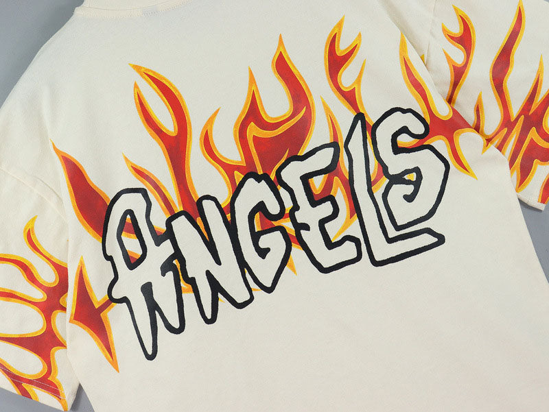 Palm Angels Graffiti Flame Letter T-Shirt – Apricot