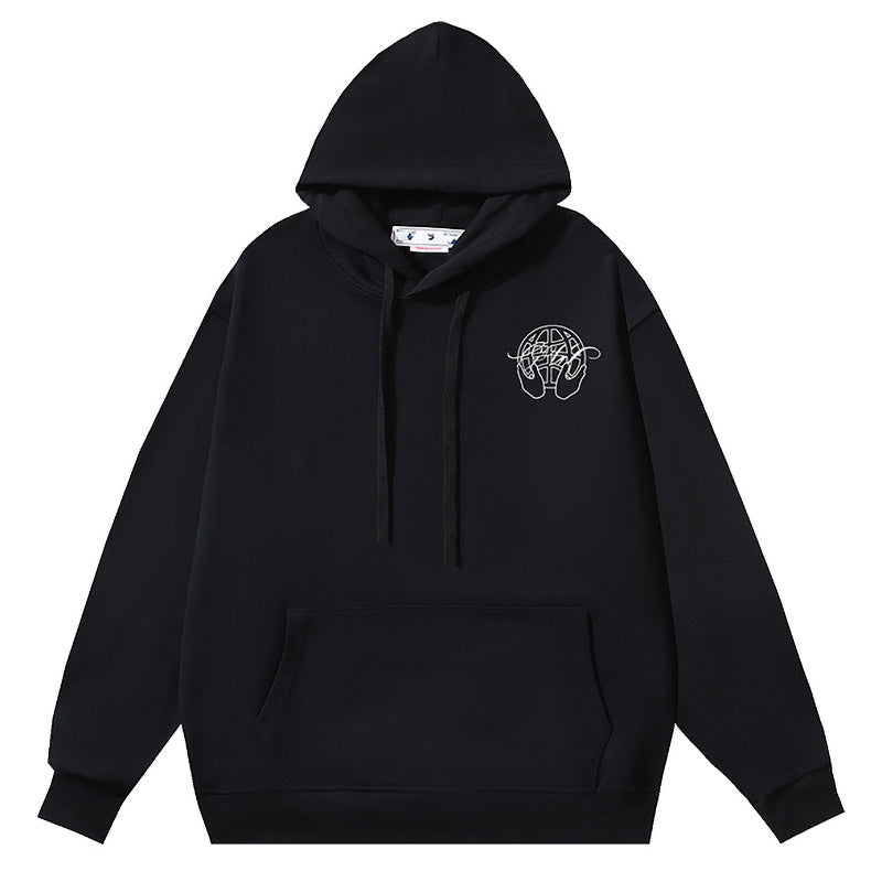 OFF WHITE Hand Arrow Boxy Hoodie – White & Black