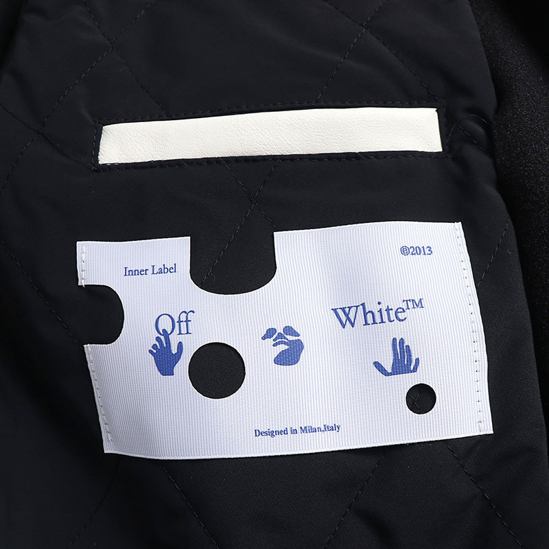 OFF WHITE Baseball Jacket – Loose Fit Hip Hop Streetwear