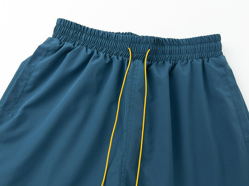 RHUDE Embroidered Tie Elastic Track Shorts – Wine Red