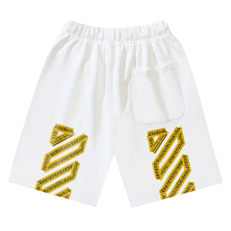 OFF-WHITE "Measuring Tape" Arrow Fill Cotton Sweatshorts