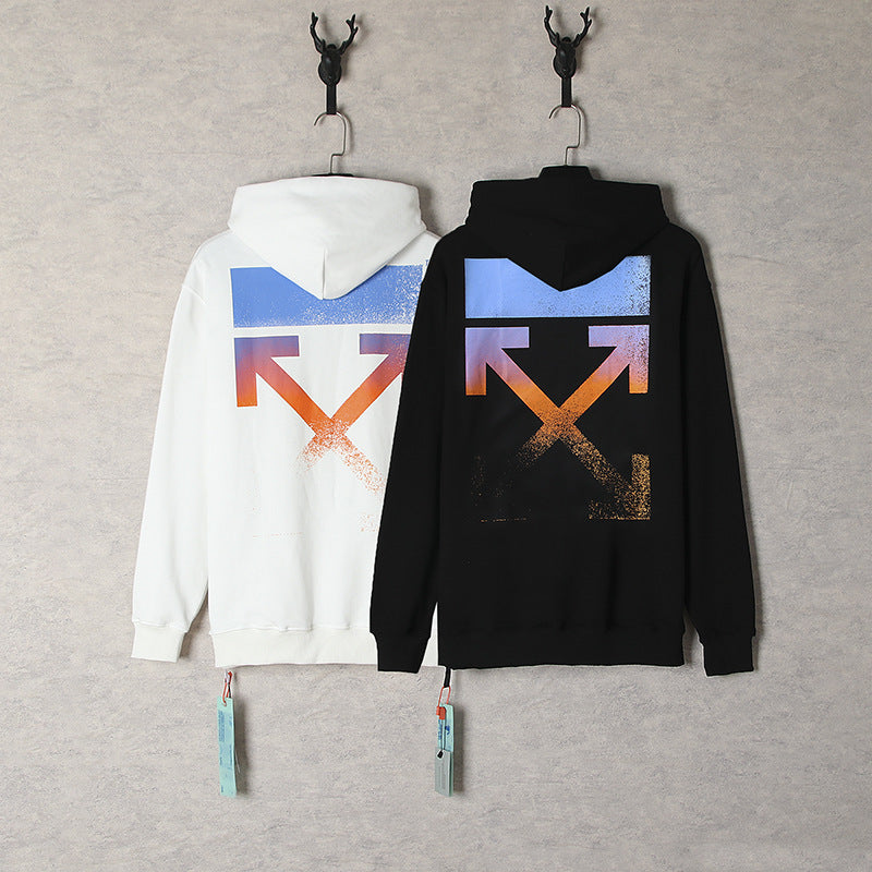 Off-White Color Gradient Arrow Hoodie – Blue to Orange Ombre