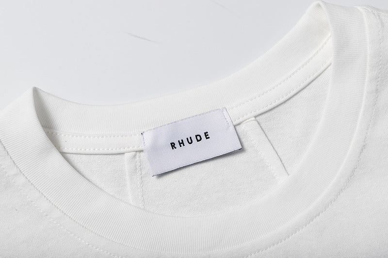 RHUDE Logo-Print T-Shirt – White / Black / Apricot
